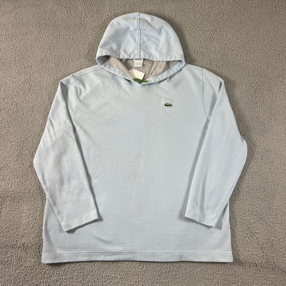 Lacoste Sport Hoodie T-Shirt Men's XXL Light Blue Cotton Blend Long Sleeve NWT